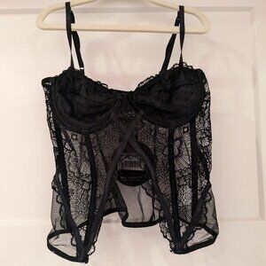 NWT White Fox Short and Sweet Lace Bustier Corset top Black - S